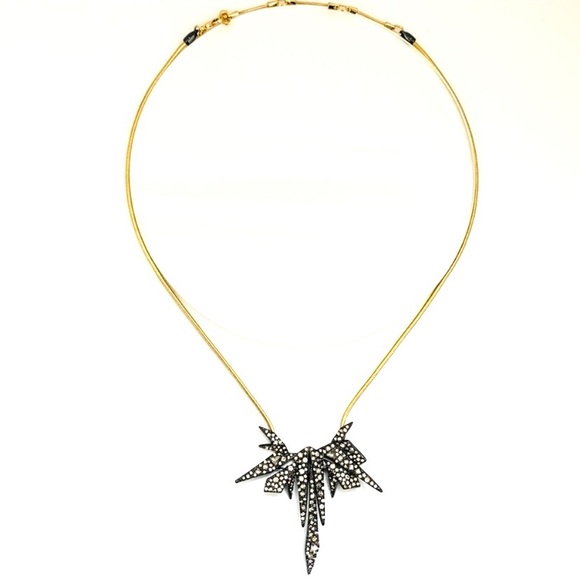 Alexis Bittar Golden Crystal Encrusted Spiked Origami Shards Bib Necklace - Picture 6 of 10